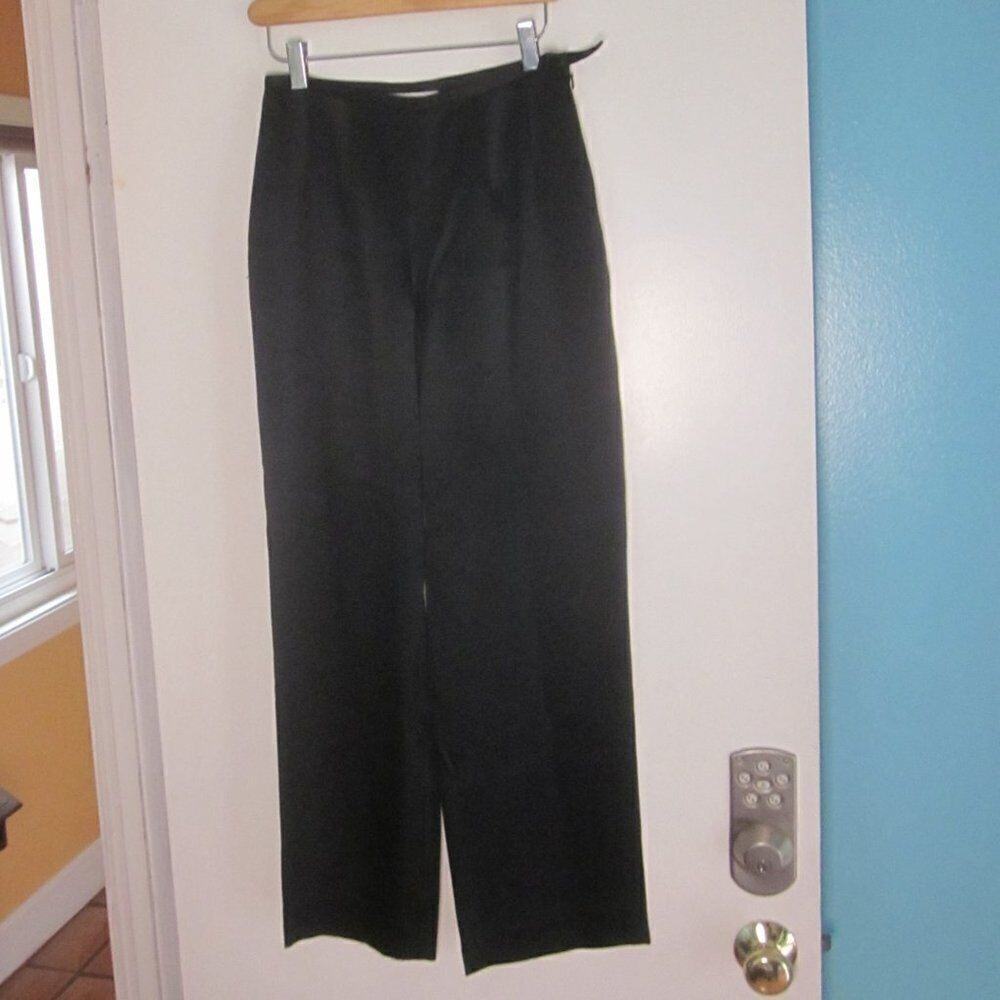 Worth Womens Petite Size 4 Wide Straight Leg Black 100% Silk Pants 26" Waist